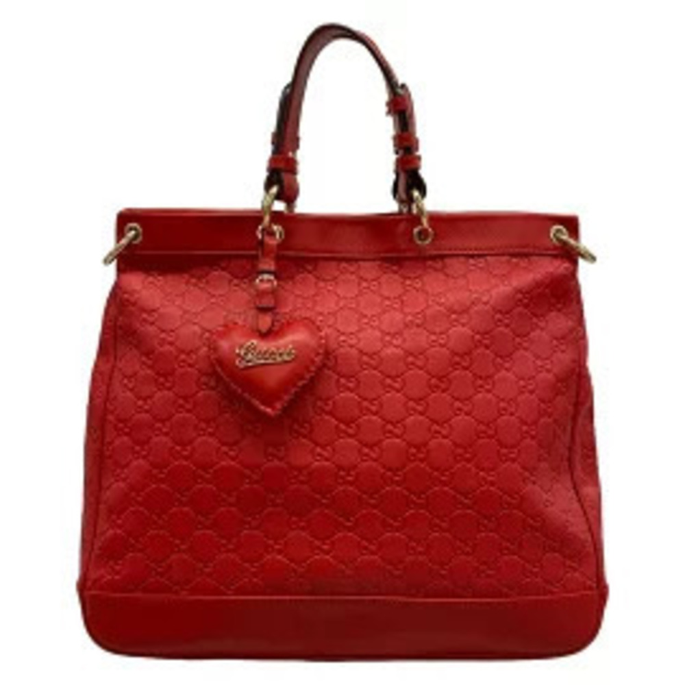 Gucci Valentines Day Tote Bag Red Leather